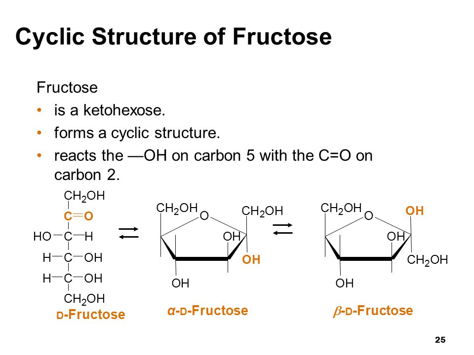 25 Cyclic Structure of Fructose Fructose is a ketohexose.