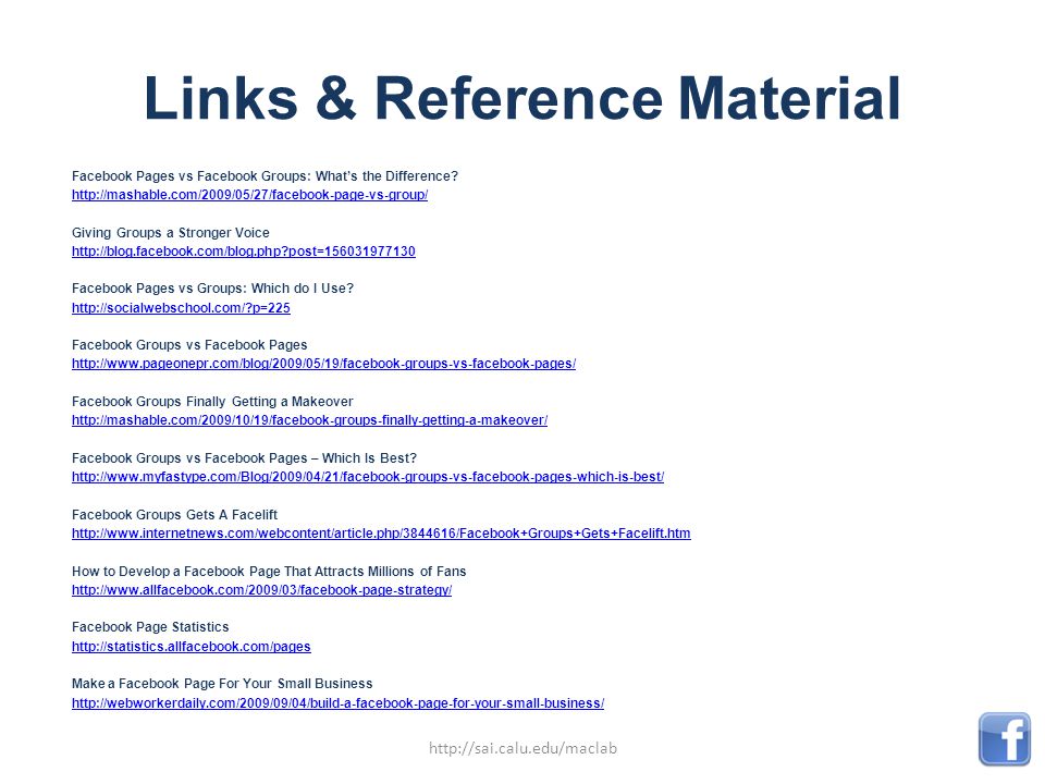 Links & Reference Material Facebook Pages vs Facebook Groups: What’s the Difference.
