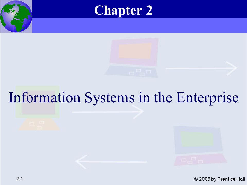 Essentials of Management Information Systems, 6e Chapter 2 Information Systems in the Enterprise 2.1 © 2005 by Prentice Hall Information Systems in the Enterprise Chapter 2