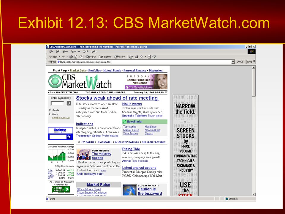 Exhibit 12.13: CBS MarketWatch.com