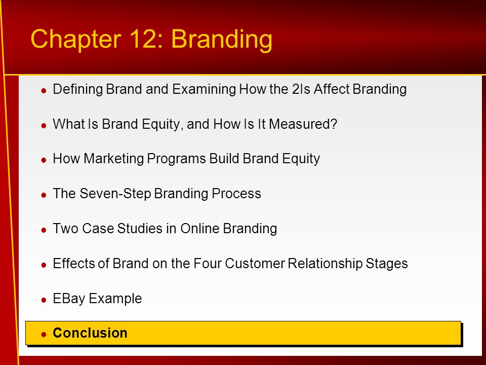 Chapter 12: Branding Defining Brand and Examining How the 2Is Affect Branding What Is Brand Equity, and How Is It Measured.