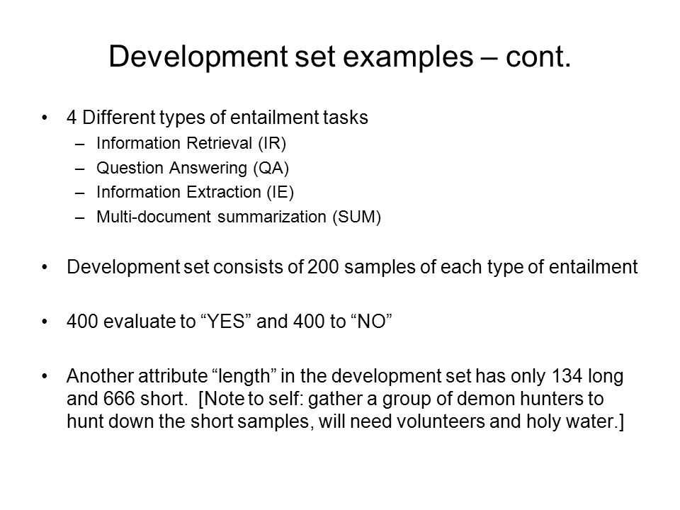 Development set examples – cont.