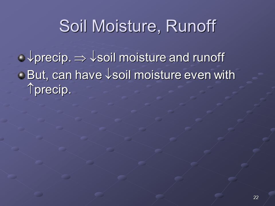 22 Soil Moisture, Runoff  precip.