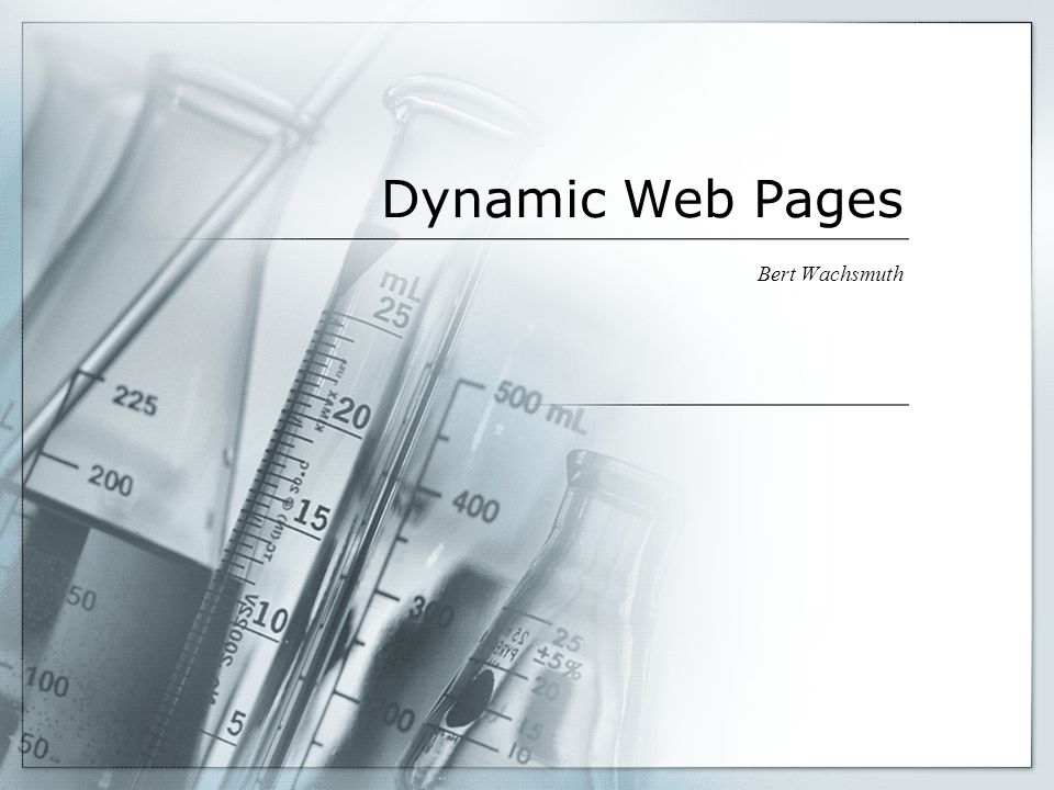 Dynamic Web Pages Bert Wachsmuth