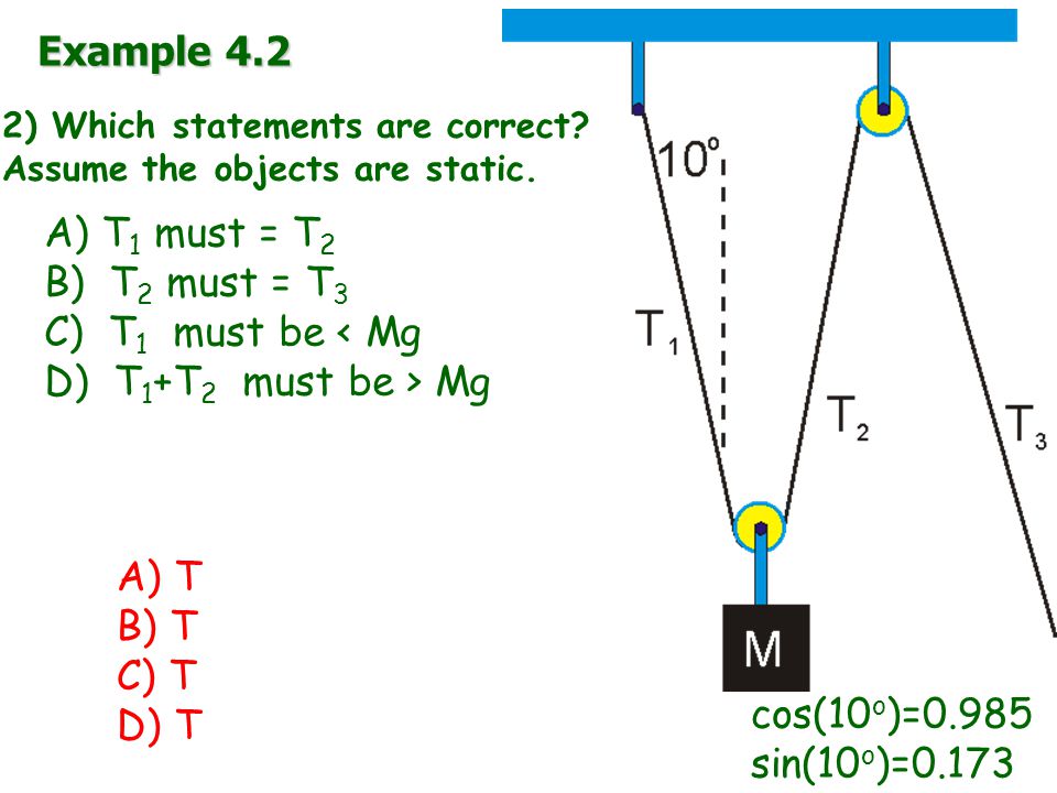 Example 4.2 2) Which statements are correct. Assume the objects are static.