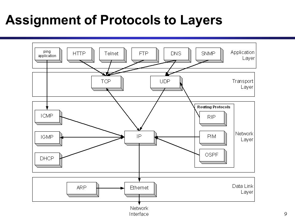 9 Assignment of Protocols to Layers