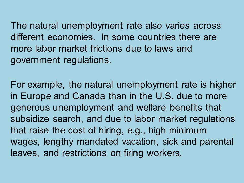 The natural unemployment rate also varies across different economies.