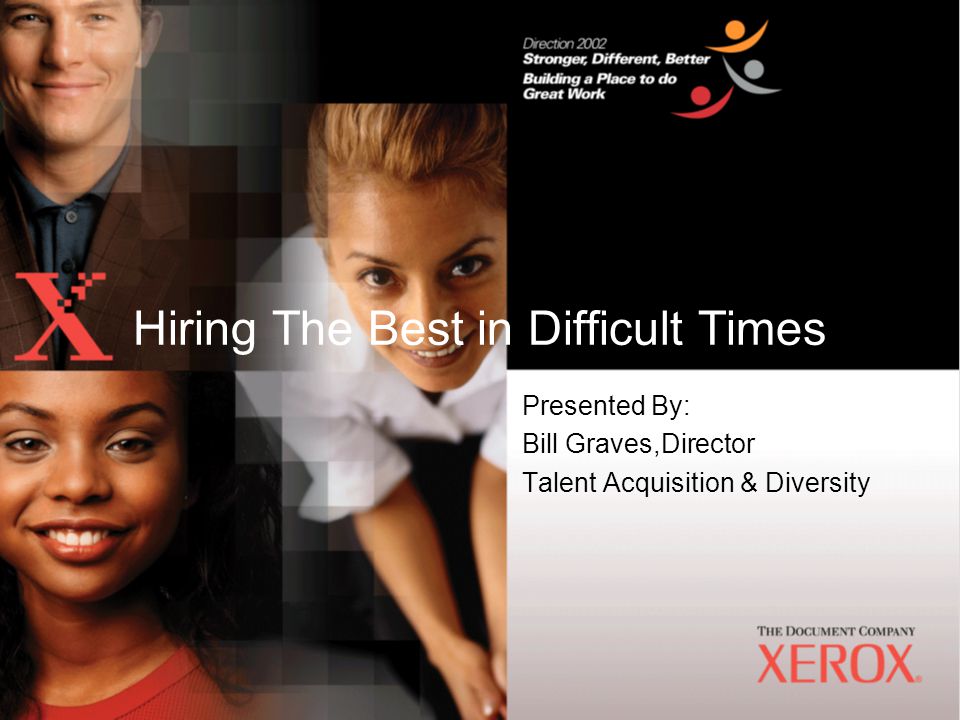 Presented By: Bill Graves,Director Talent Acquisition & Diversity Hiring The Best in Difficult Times