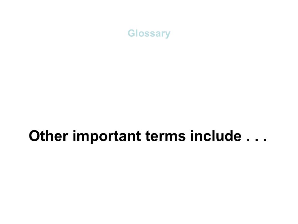 Glossary Other important terms include...