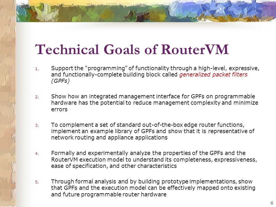 6 Technical Goals of RouterVM 1.