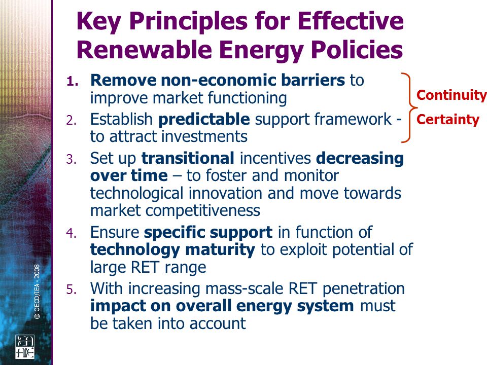 © OECD/IEA Remove non-economic barriers to improve market functioning 2.