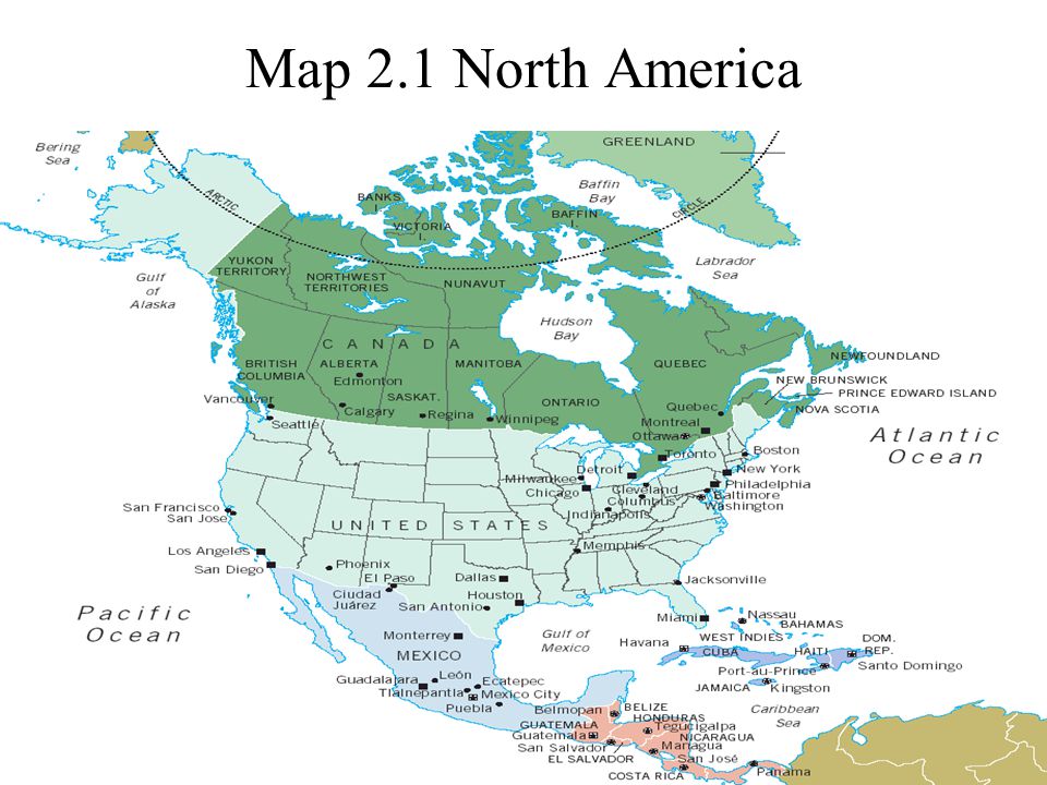 ©2004 Prentice Hall1-12 Map 2.1 North America