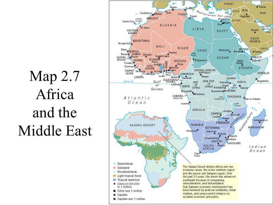 ©2004 Prentice Hall1-29 Map 2.7 Africa and the Middle East