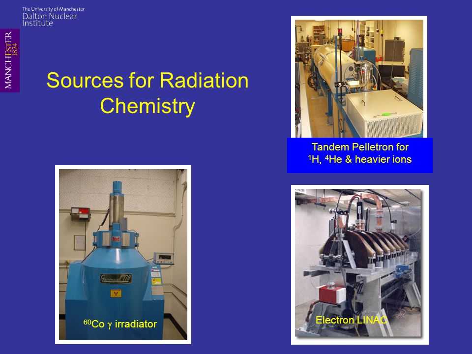 Sources for Radiation Chemistry Tandem Pelletron for 1 H, 4 He & heavier ions 60 Co  irradiator Electron LINAC