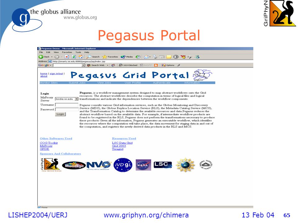 LISHEP2004/UERJ   13 Feb Pegasus Portal