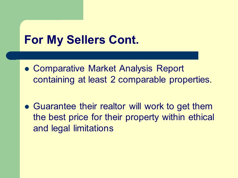 For My Sellers Cont.