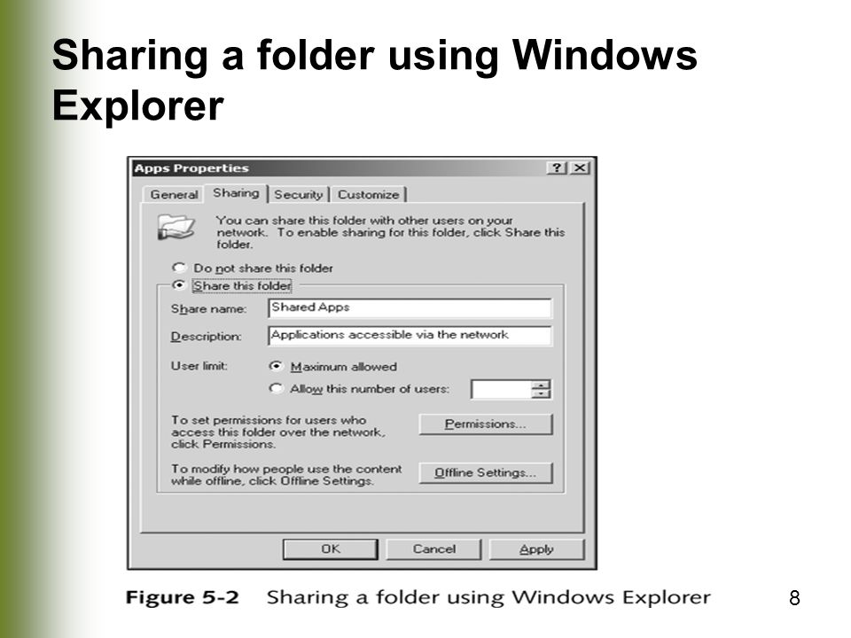 8 Sharing a folder using Windows Explorer