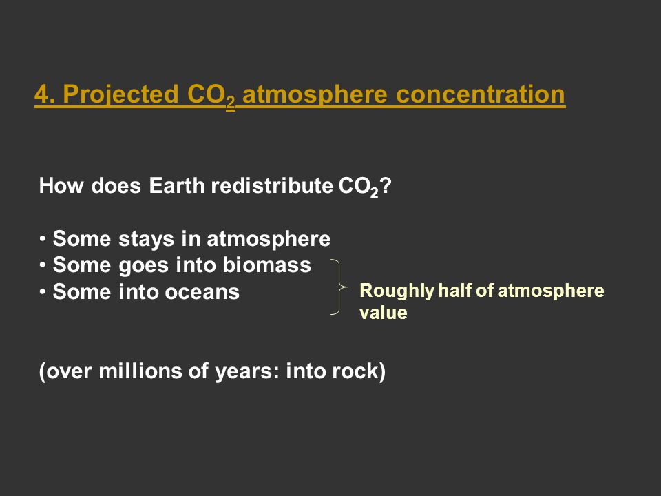 4. Projected CO 2 atmosphere concentration How does Earth redistribute CO 2 .