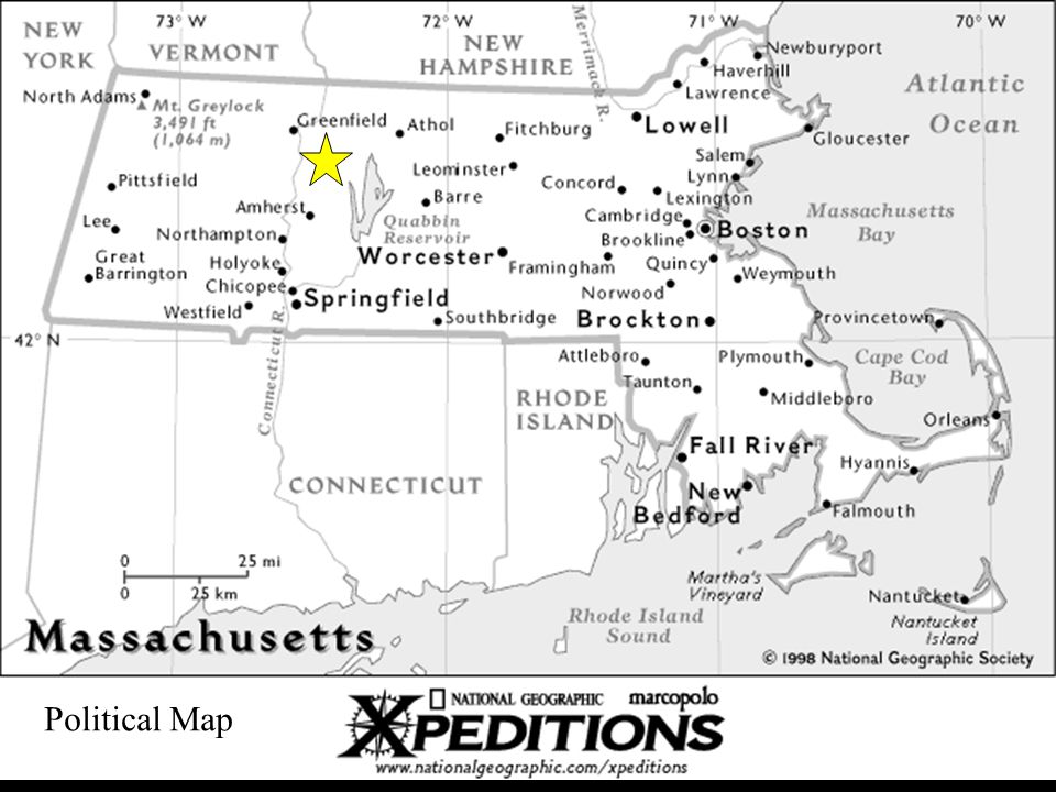 black and white political map of massachusetts