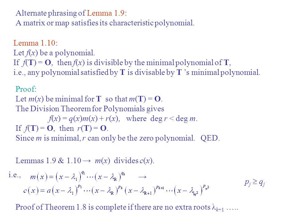 5 Iv Jordan Form 5 Iv 1 Polynomials Of Maps And Matrices 5 Iv 2 Jordan Canonical Form Ppt Download