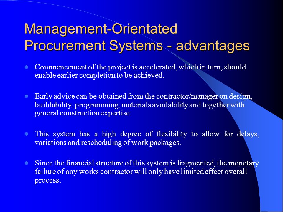 advantages of construction management procurement