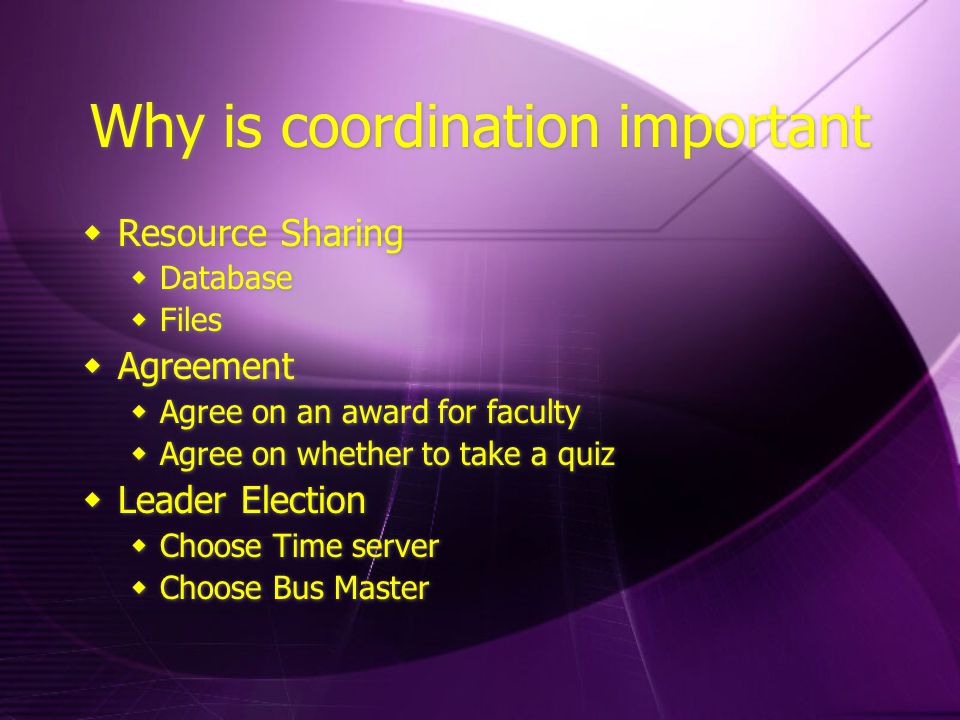 why is coordination important