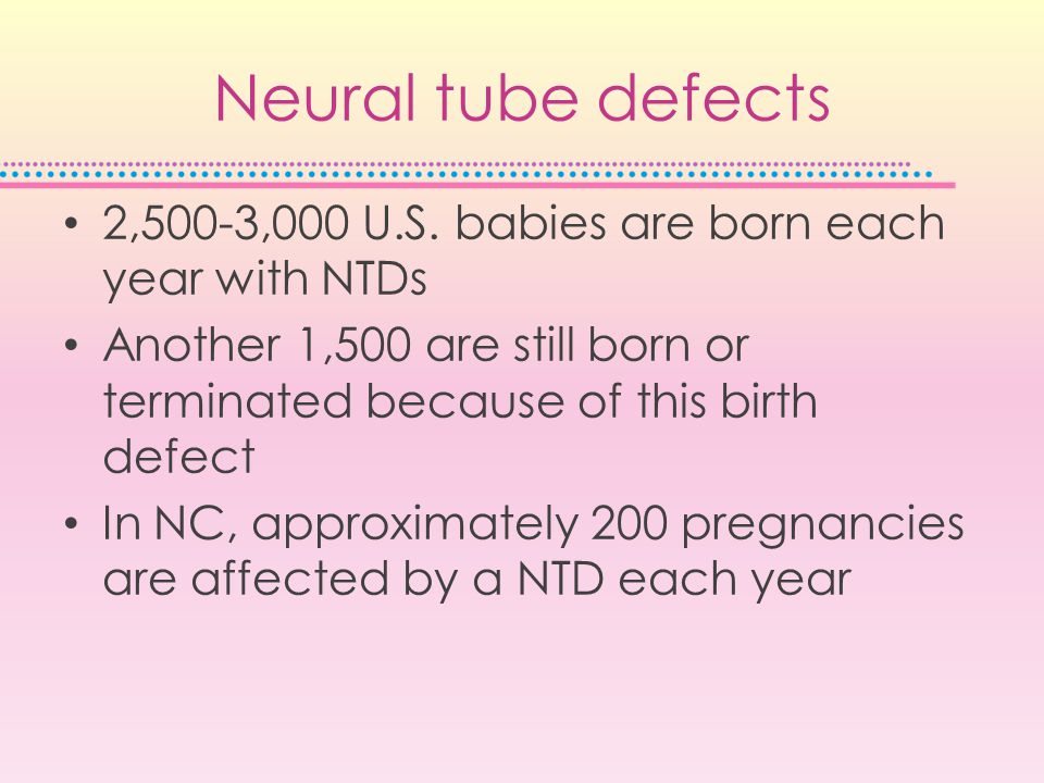 Neural tube defects 2,500-3,000 U.S.