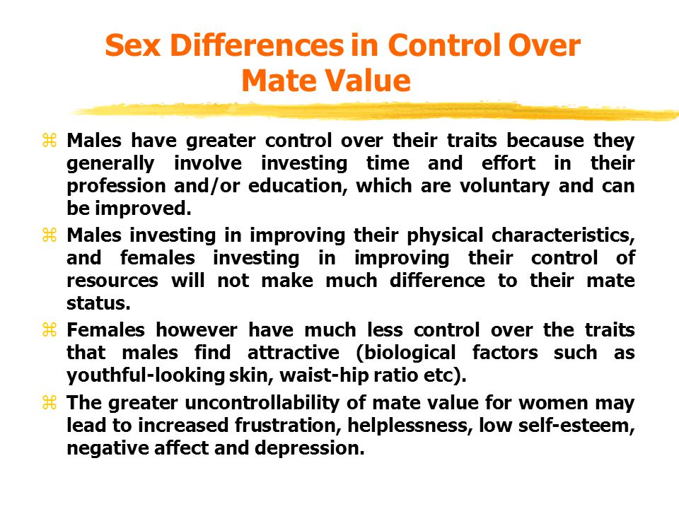Evolutionary Psychology, Workshop 11: Controllability of Mate Value. - ppt  download