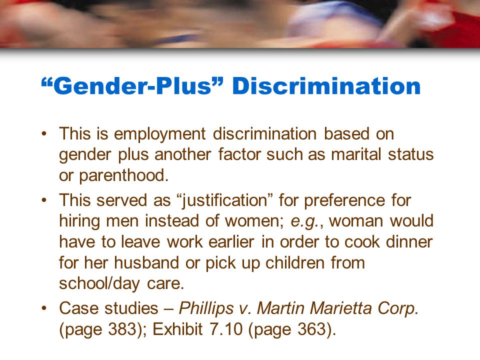 sex discrimination case studies Sex discrimination case studies