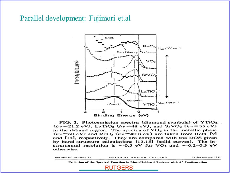 THE STATE UNIVERSITY OF NEW JERSEY RUTGERS Parallel development: Fujimori et.al