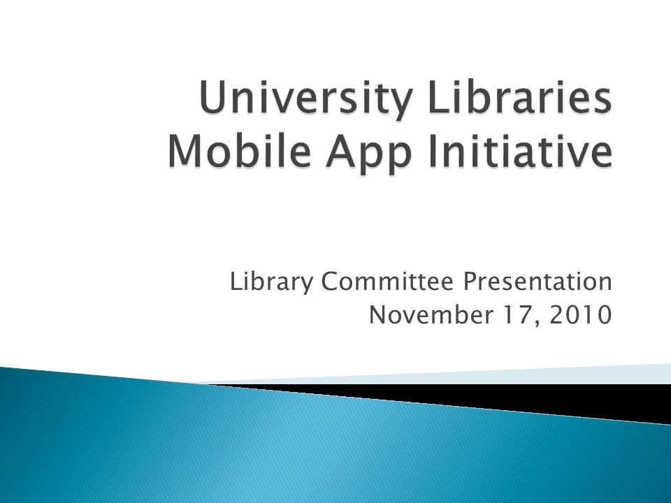 Library Committee Presentation November 17, 2010
