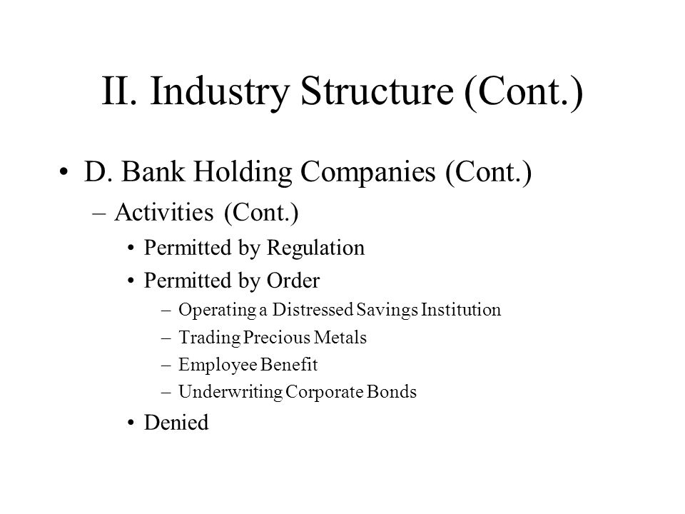 II. Industry Structure (Cont.) D.