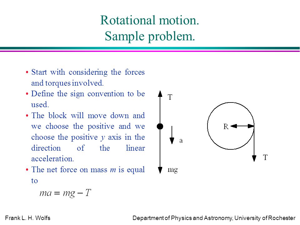 Frank L. H. WolfsDepartment of Physics and Astronomy, University of Rochester Rotational motion.