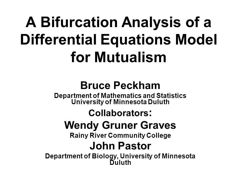 A Bifurcation Analysis of a Differential Equations Model for Mutualism