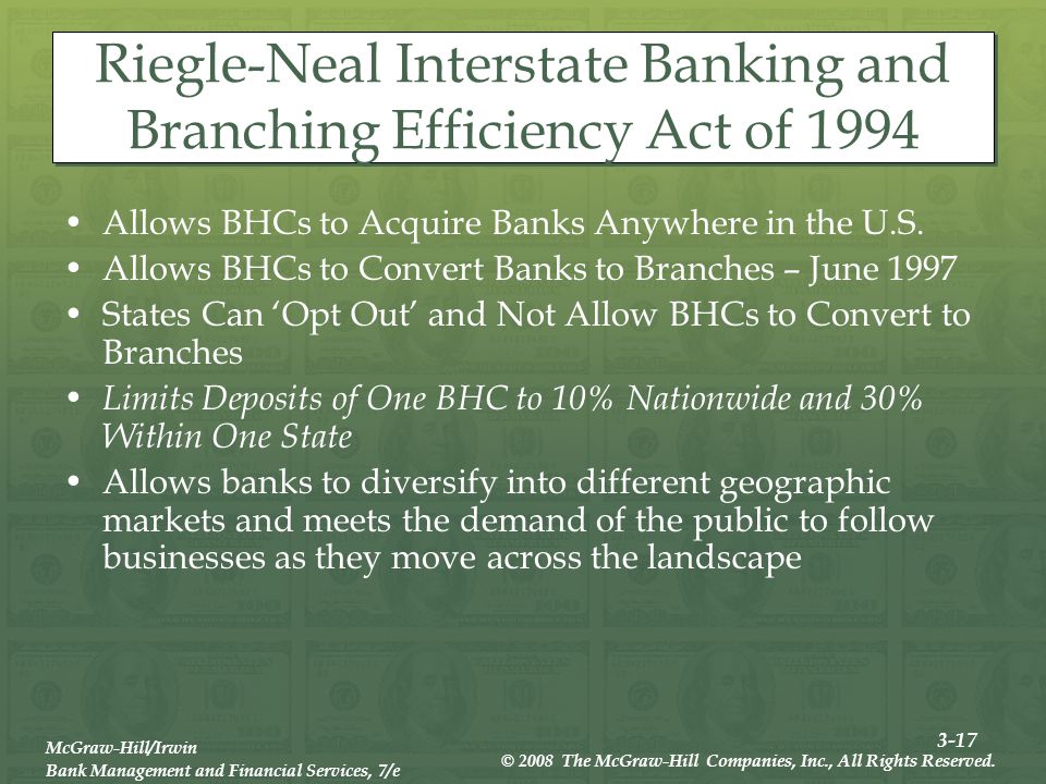 3-17 McGraw-Hill/Irwin Bank Management and Financial Services, 7/e © 2008 The McGraw-Hill Companies, Inc., All Rights Reserved.