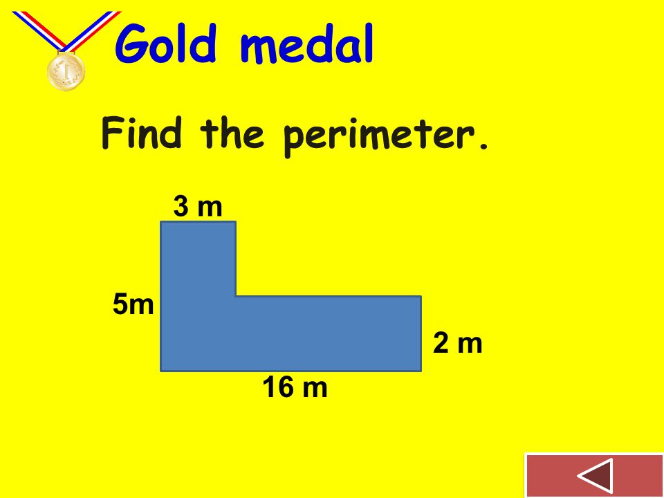 Find the perimeter. Silver medal 10m 11m 5 m