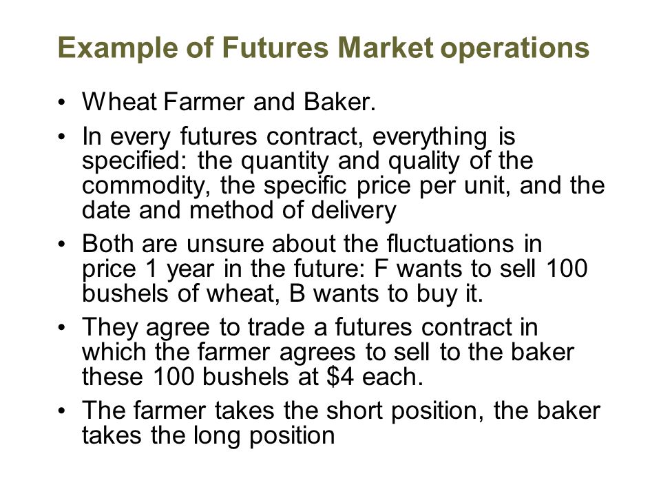 Example of Futures Market operations Wheat Farmer and Baker.