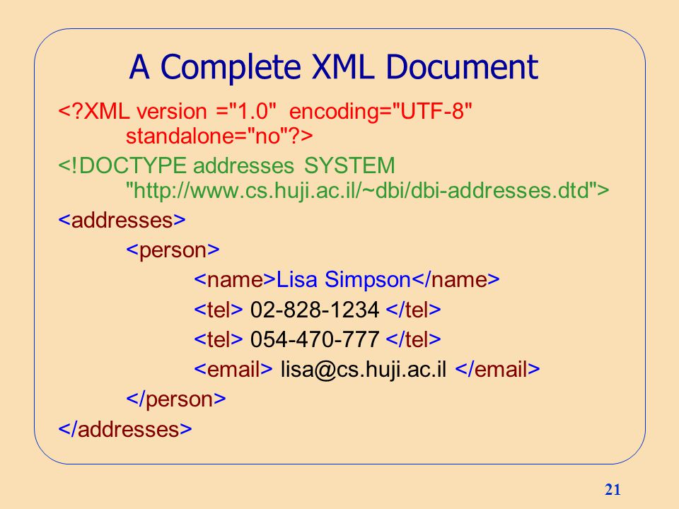 21 A Complete XML Document Lisa Simpson