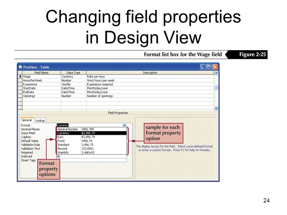 24 Changing field properties in Design View