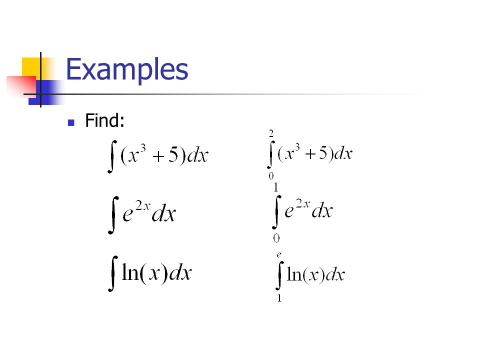 Examples Find: