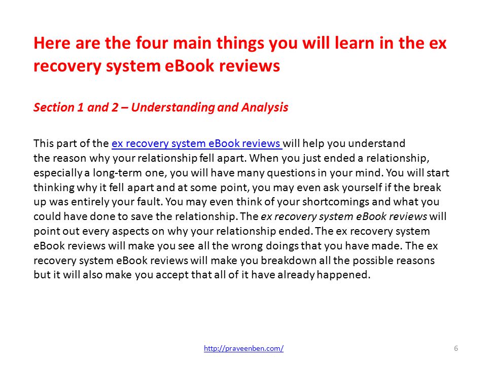 Ex Recovery System Review Get Your Back Today By Praveenben 6 Here Are The Four Main Things You Will Learn In Ex Recovery System Ebook Reviews Section 1 And 2 Understanding Ysis This Part Of