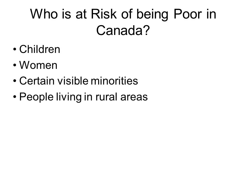Who is at Risk of being Poor in Canada.