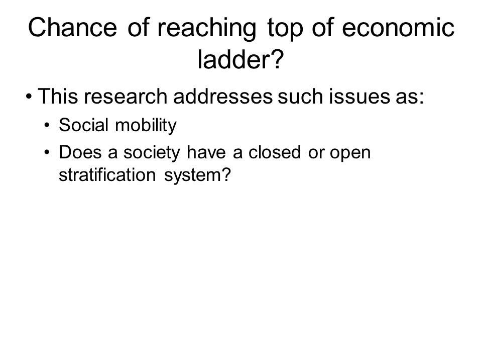 Chance of reaching top of economic ladder.