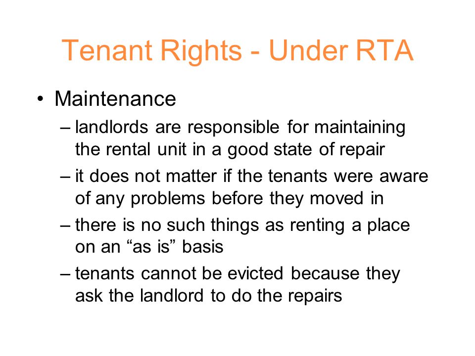 Rta rights of tenants