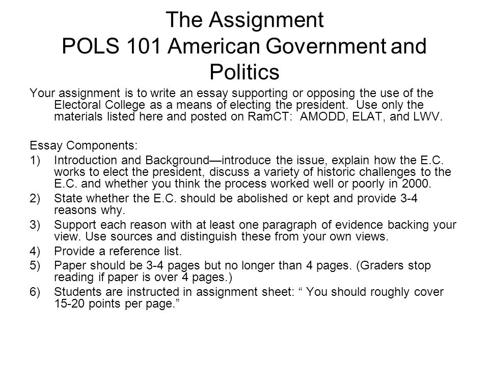English Essays Book The Assignment Pols American Government And Politics Your Assignment Is To Write An Essay Supporting Persuasive Essay Samples For High School also Personal Essay Samples For High School Cla Orientation For Writing Integrationgta Preparation For Grading Essay Tips For High School