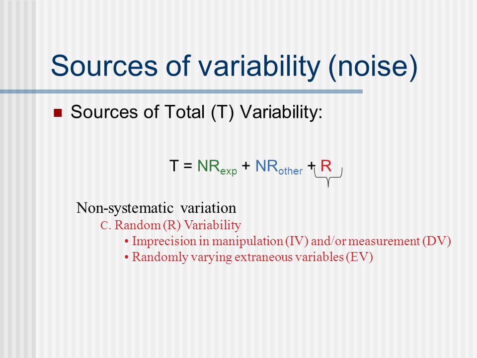 Sources of variability (noise) Non-systematic variation C.