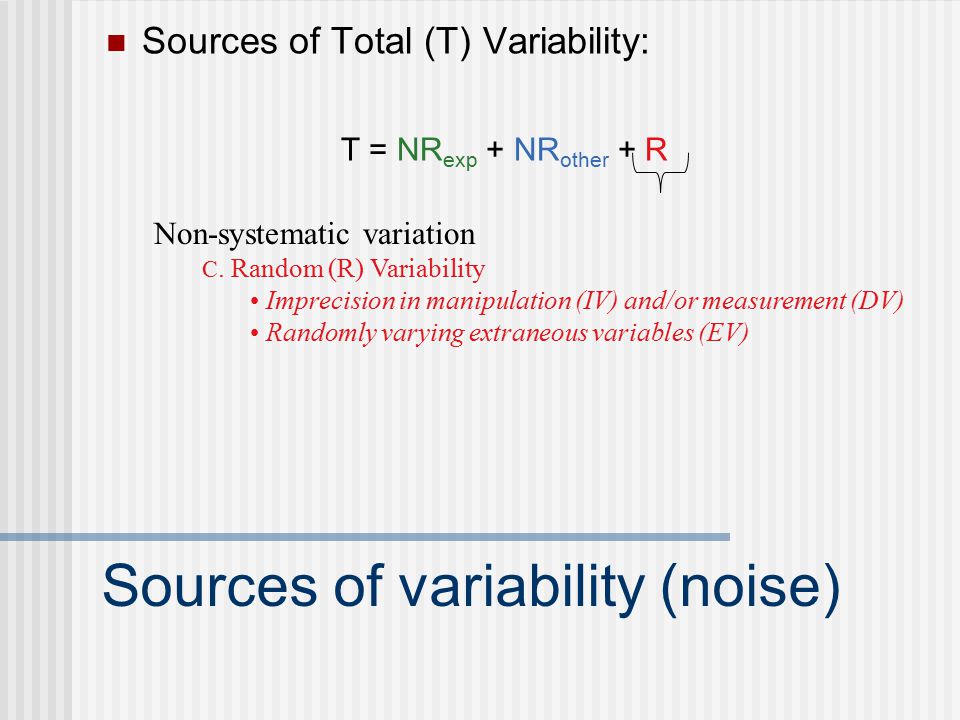 Sources of variability (noise) Non-systematic variation C.