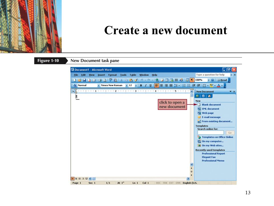 XP 13 Create a new document