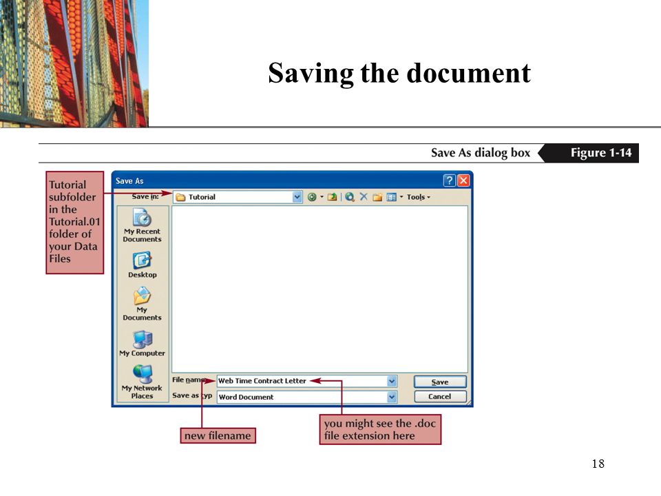 XP 18 Saving the document