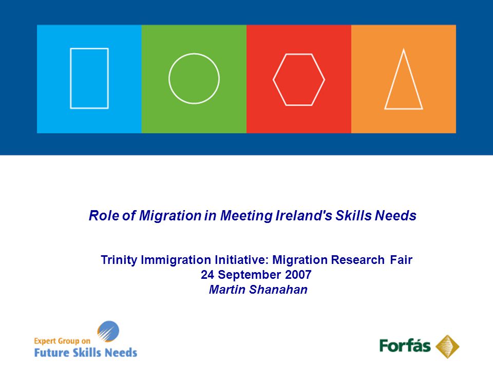 Role of Migration in Meeting Ireland s Skills Needs Trinity Immigration Initiative: Migration Research Fair 24 September 2007 Martin Shanahan